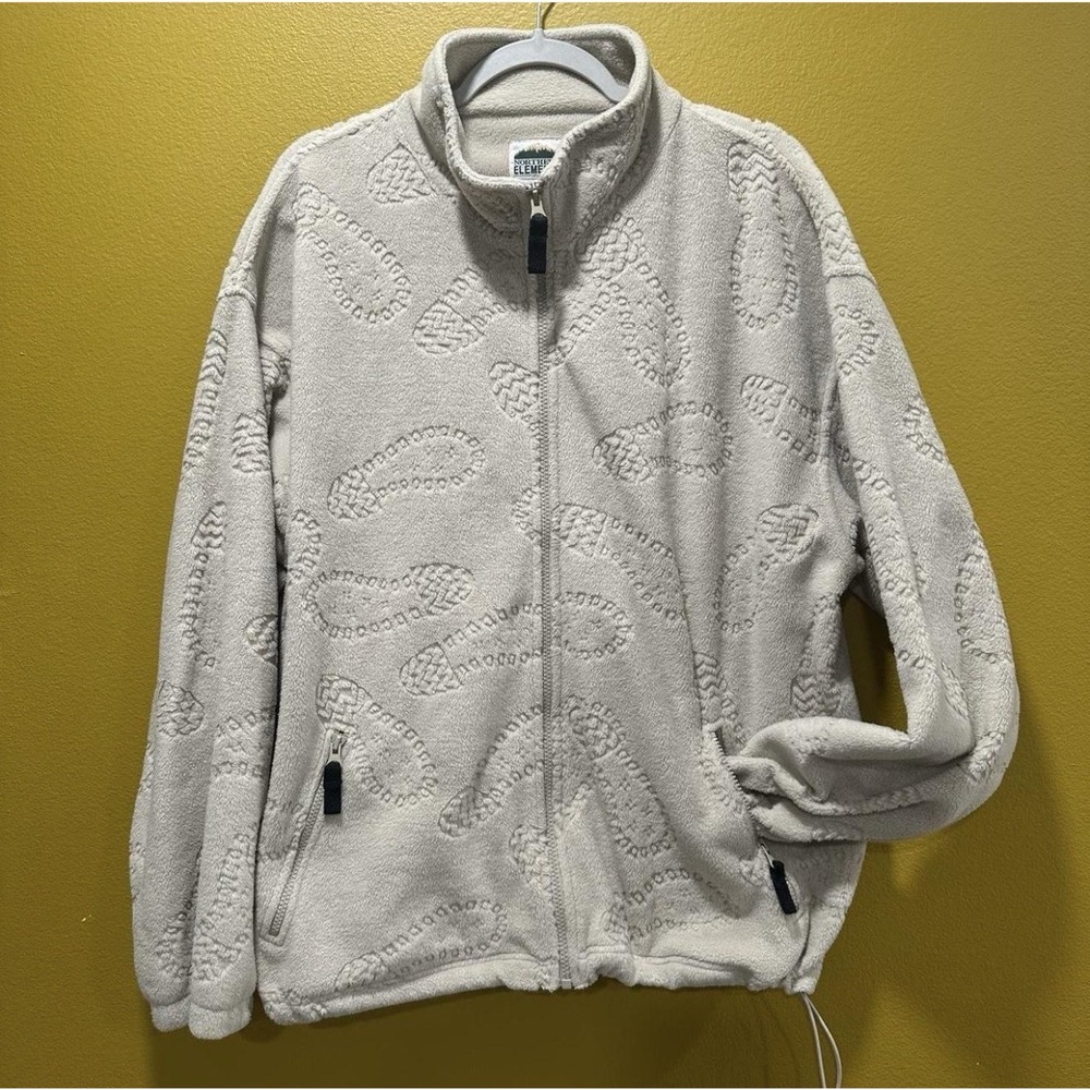 VTG Northern Elements Fleece Hiking Footprints Jacket Sportsman Outdoor Large